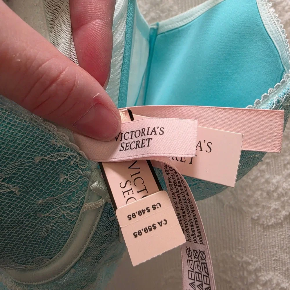 NWT Victorias Secret Dream Angels Lace Corset Top Aqua Blue S-DD‎